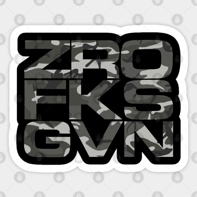 Zero Fucks Given - Urban Camo Print Sticker by JHughesArt